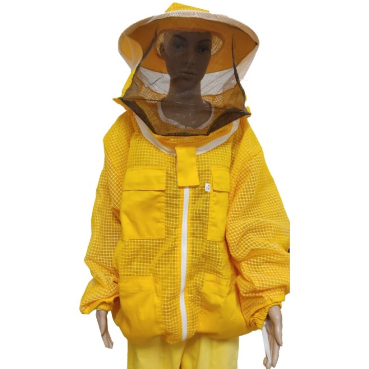 Camiciotto ventilato per apicoltore con maschera rotonda e zip