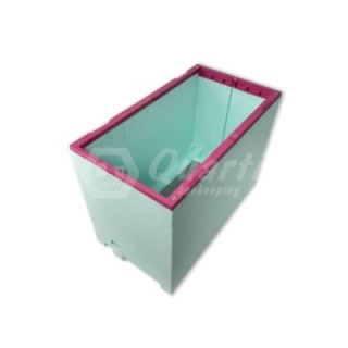 Cassettino in polistirolo con bordatura di rinforzo superiori di rinforzo e antiusura su 4 lati complete di guide per vassoio