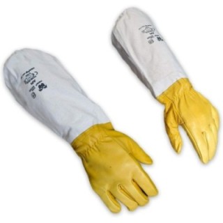 Guanti In Pelle Con Manichetta In Cotone